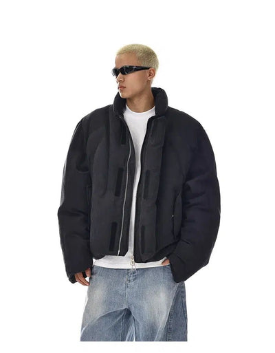 Zip & Velcro Closure Puffer Jacket Korean Street Fashion Jacket By MEBXX Shop Online at OH Vault