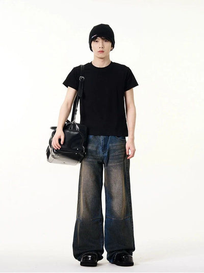 Tint Washed Wide Jeans Korean Street Fashion Jeans By 77Flight Shop Online at OH Vault