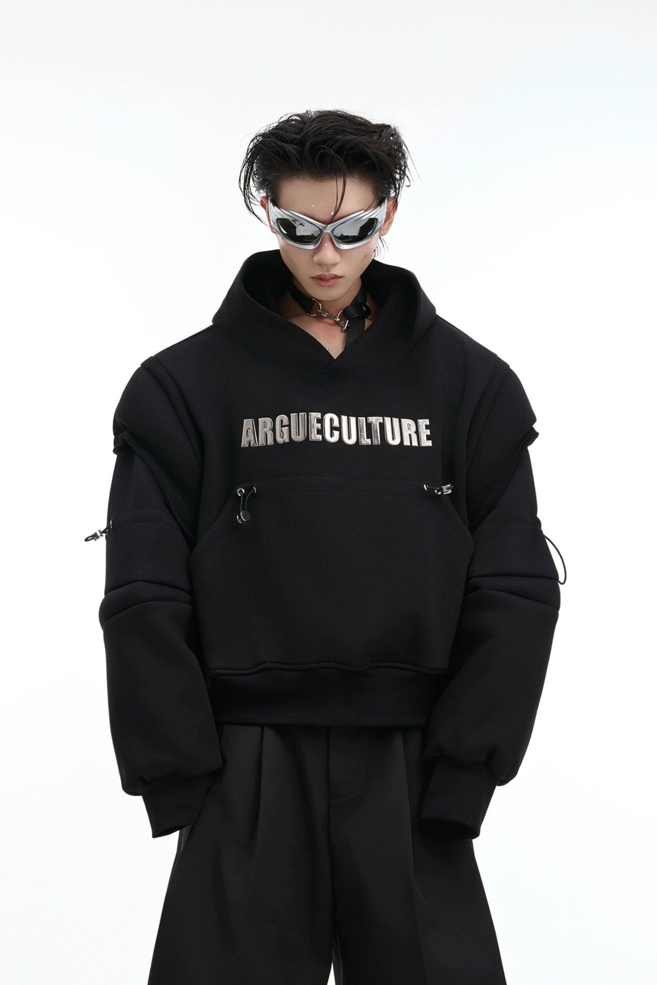 Shiny Logo Front Pocket Hoodie Korean Street Fashion Hoodie By Argue Culture Shop Online at OH Vault