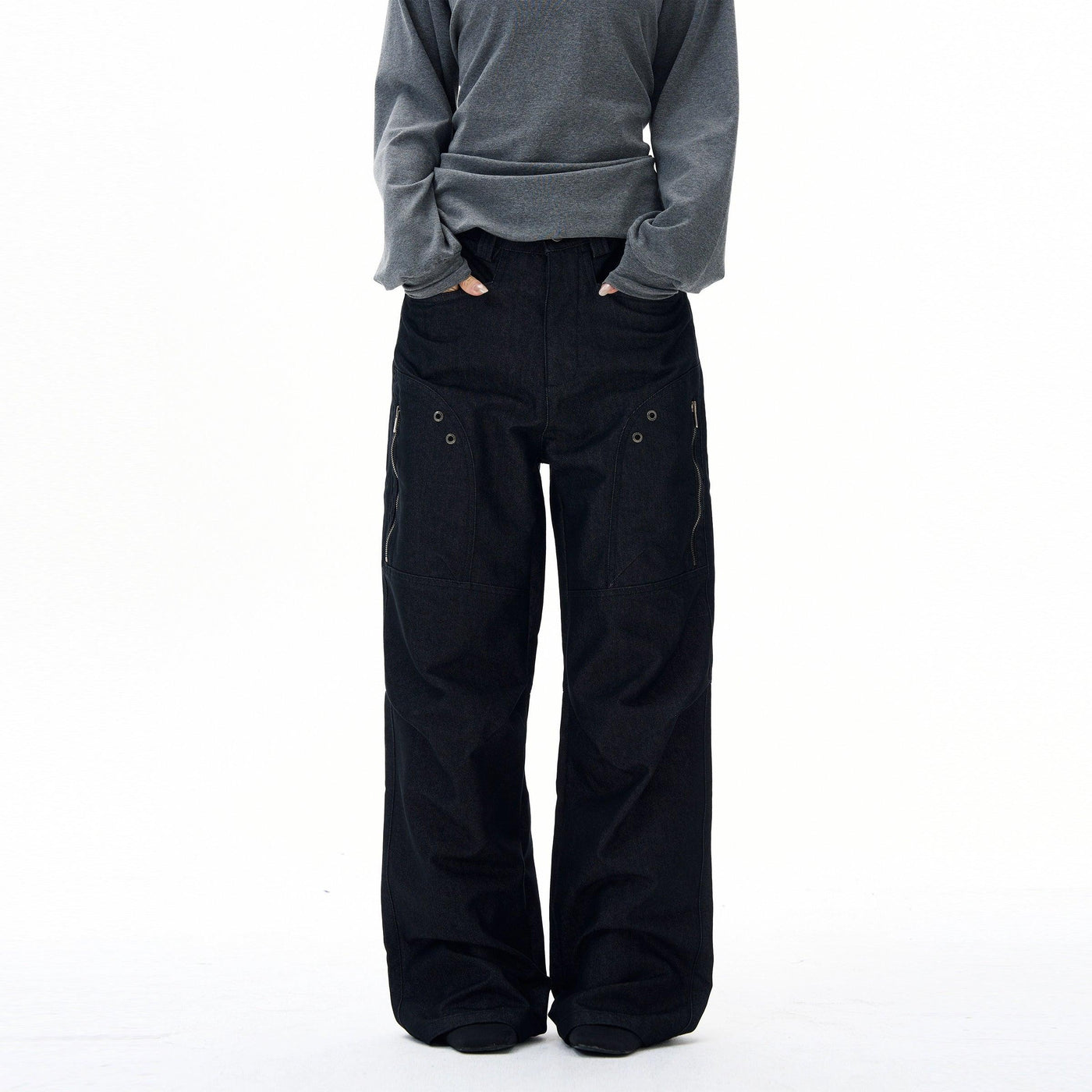 Structured Zipped Side Pocket Pants Korean Street Fashion Pants By 77Flight Shop Online at OH Vault