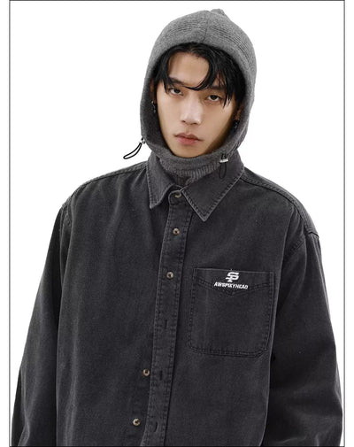 Front Pocket Denim Shirt Korean Street Fashion Shirt By Mr Nearly Shop Online at OH Vault