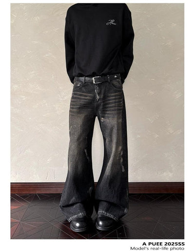 Bleach Wash Whiskered Jeans