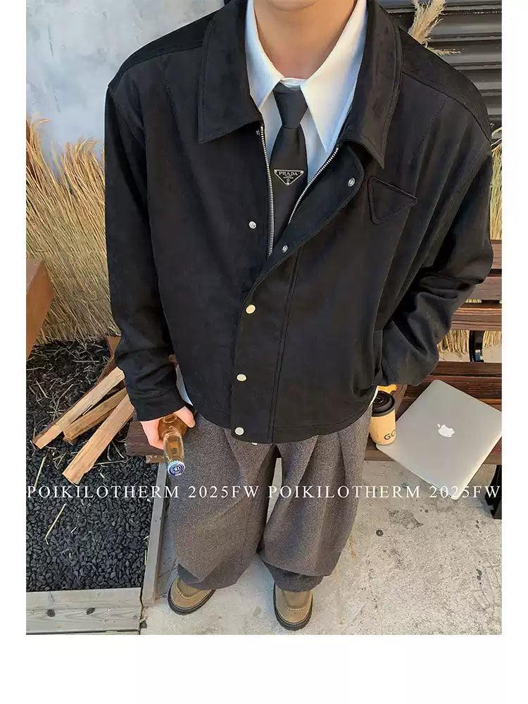 Zipped & Buttoned Jacket Korean Street Fashion Jacket By Poikilotherm Shop Online at OH Vault