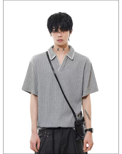Contrast Stitched Collar Polo Korean Street Fashion Polo By Mr Nearly Shop Online at OH Vault