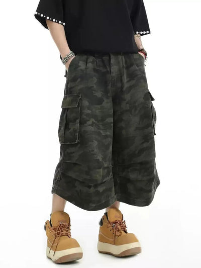 Pleated Camouflage Cargo Shorts Korean Street Fashion Shorts By INS Korea Shop Online at OH Vault