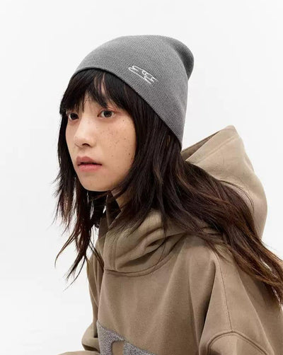 Minimal Logo Stitch Beanie Korean Street Fashion Hat By Crying Center Shop Online at OH Vault