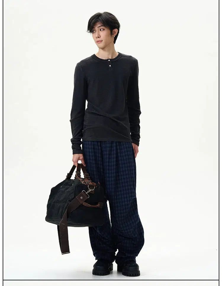 Casual Checked Pleats Pants Korean Street Fashion Pants By 77Flight Shop Online at OH Vault