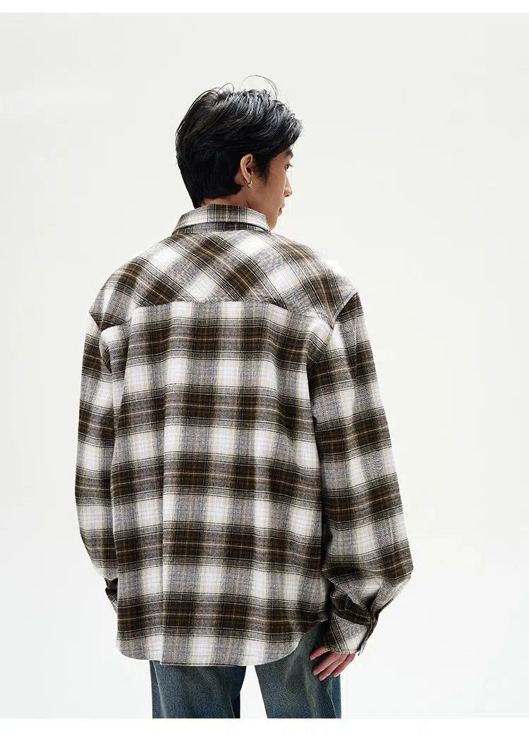 Checked Flap Pocket Shirt Korean Street Fashion Shirt By 77Flight Shop Online at OH Vault