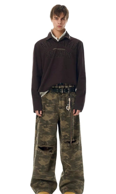 Distressed Spots Camouflage Jeans Korean Street Fashion Jeans By JHYQ Shop Online at OH Vault