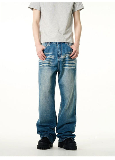Distressed Lightning Pattern Jeans Korean Street Fashion Jeans By 77Flight Shop Online at OH Vault
