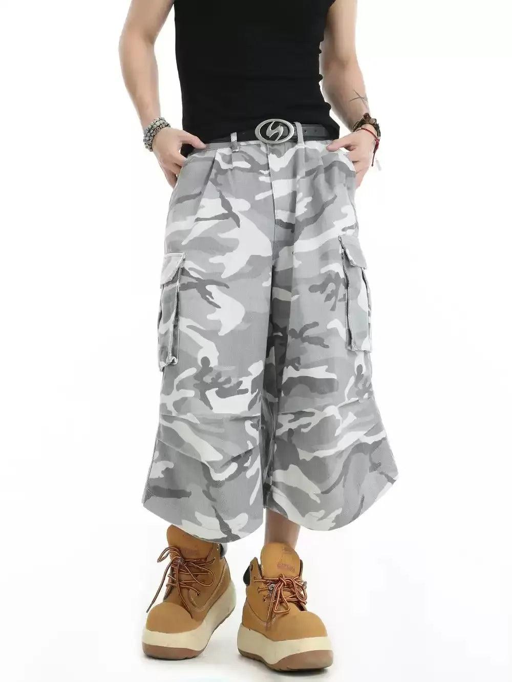Pleated Camouflage Cargo Shorts Korean Street Fashion Shorts By INS Korea Shop Online at OH Vault