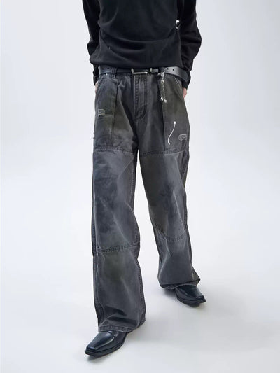 Side Pockets Washed Jeans Korean Street Fashion Jeans By Ash Dark Shop Online at OH Vault