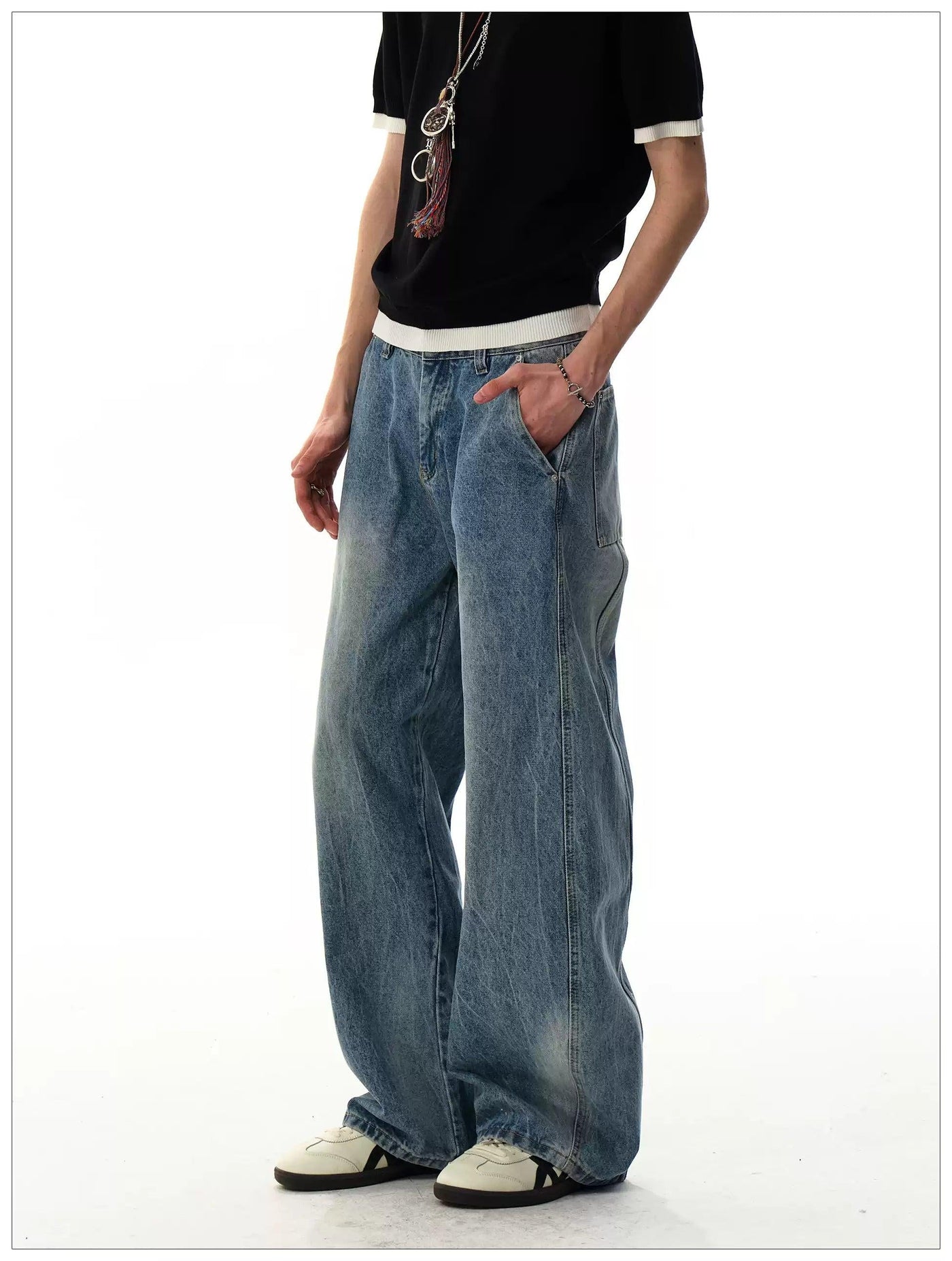 Structured Faded Straight Jeans Korean Street Fashion Jeans By Mr Nearly Shop Online at OH Vault