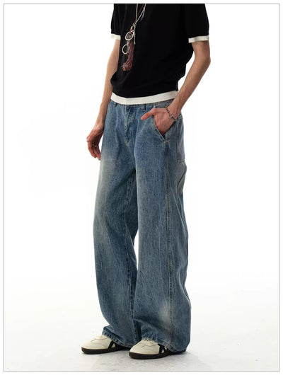 Structured Faded Straight Jeans Korean Street Fashion Jeans By Mr Nearly Shop Online at OH Vault