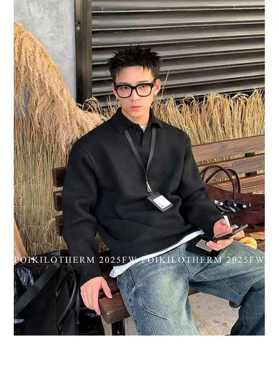 Plain Ribbed Hem Polo Korean Street Fashion Polo By Poikilotherm Shop Online at OH Vault