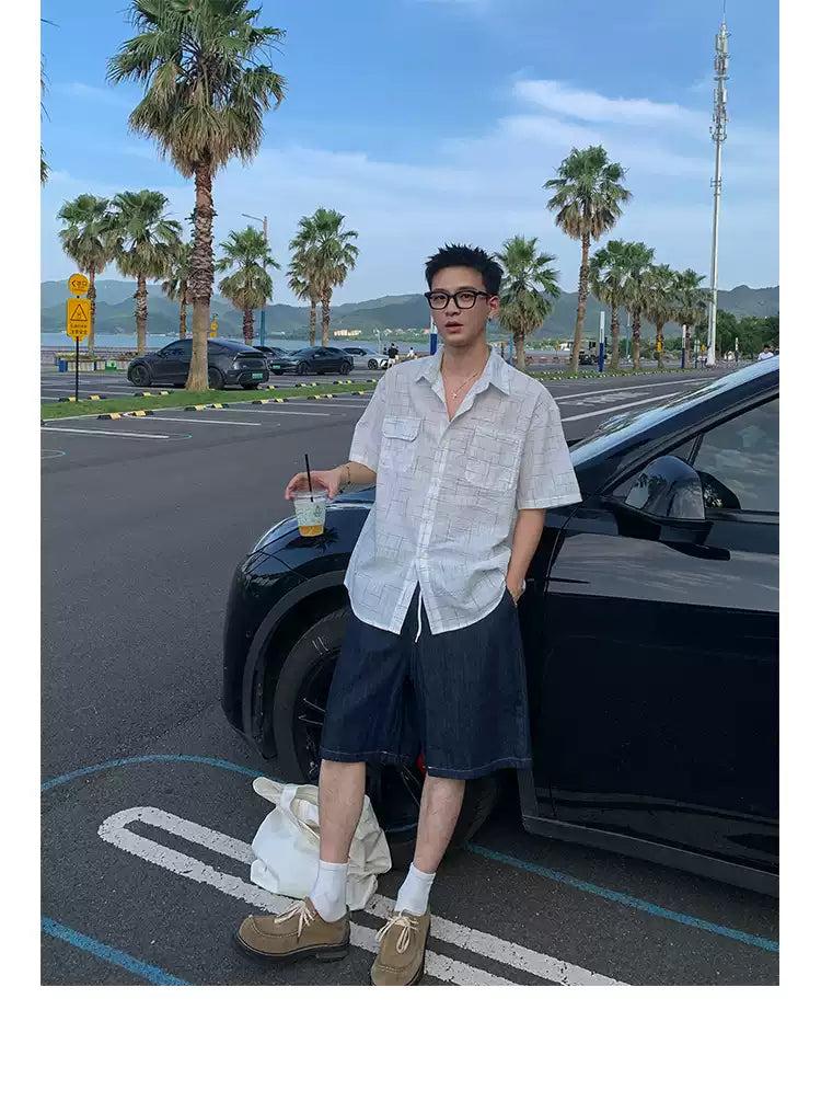 Breast Pockets Patterned Shirt Korean Street Fashion Shirt By Poikilotherm Shop Online at OH Vault