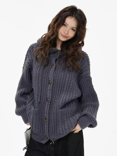 Multi-Pattern Buttoned Hooded Sweater Korean Street Fashion Sweater By INS Korea Shop Online at OH Vault