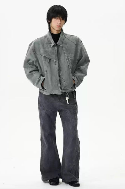 Deconstructed Washed Denim Jacket Korean Street Fashion Jacket By 77Flight Shop Online at OH Vault