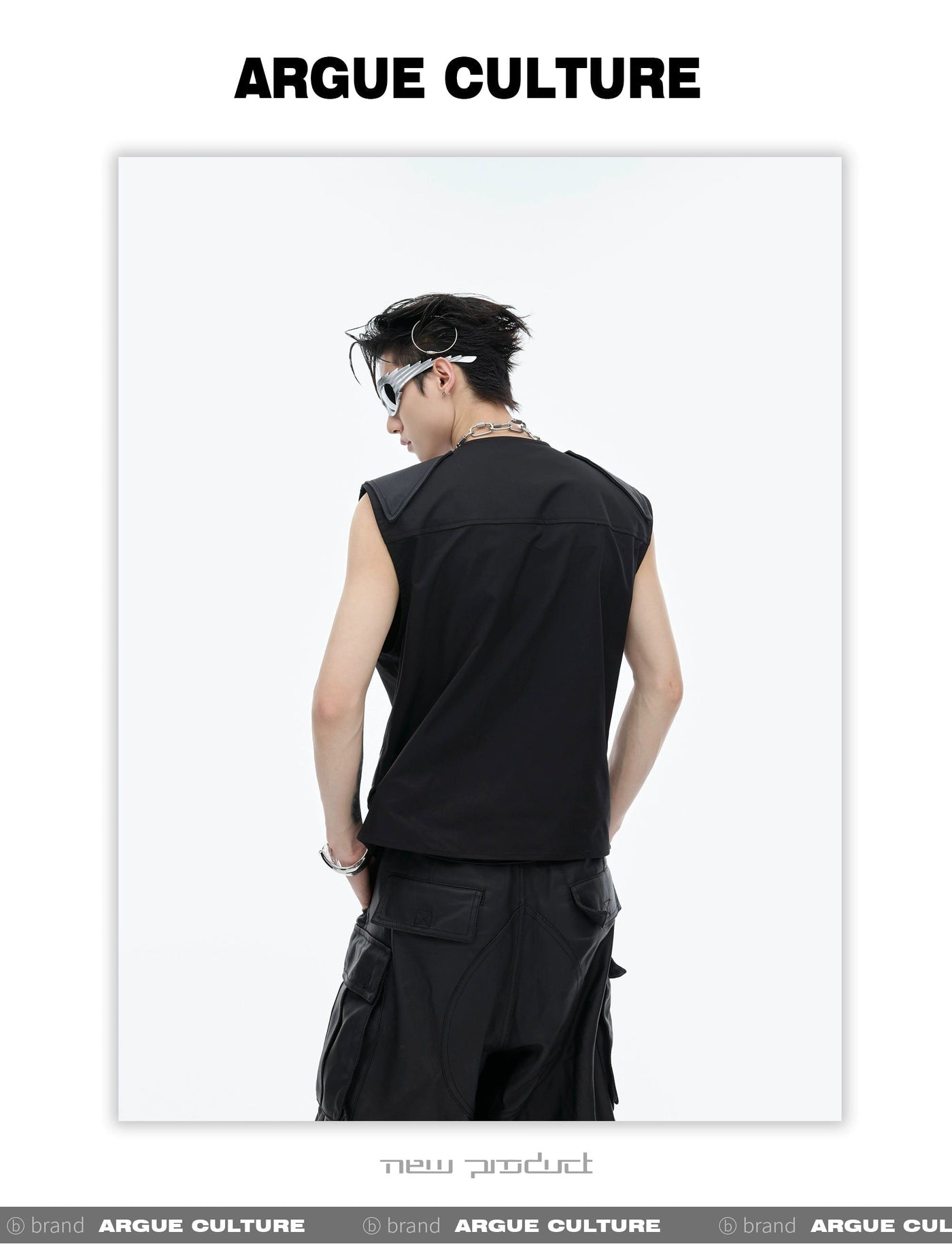 Spliced Metallic Accent Vest Korean Street Fashion Vest By Argue Culture Shop Online at OH Vault