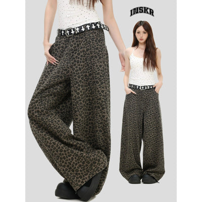 Leopard Print Wide Cut Pants Korean Street Fashion Pants By INS Korea Shop Online at OH Vault