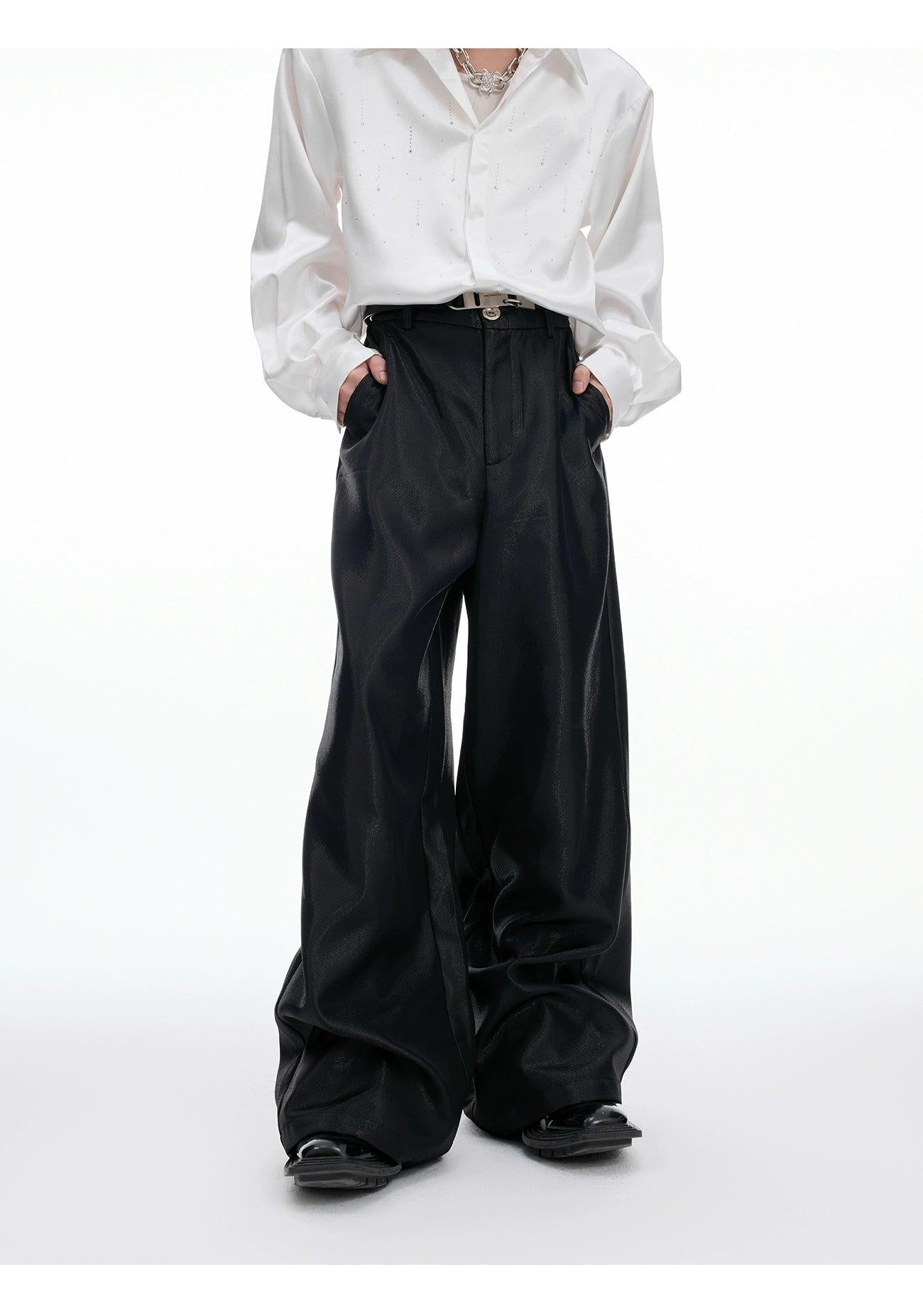 Glossy Drape Loose Fit Pants Korean Street Fashion Pants By Argue Culture Shop Online at OH Vault