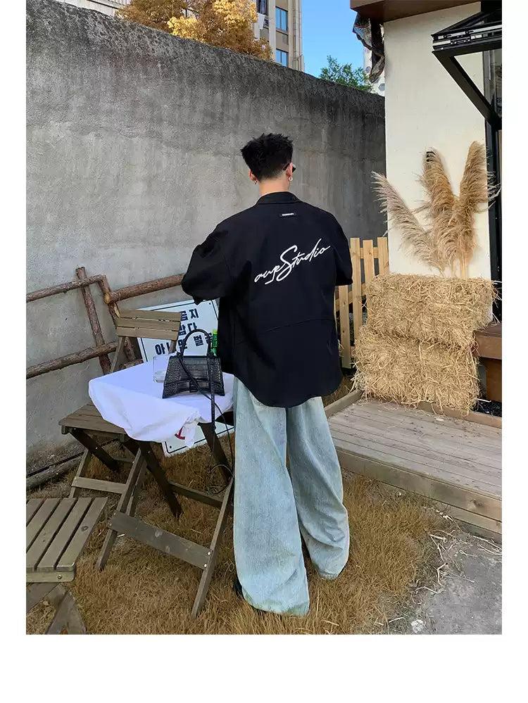 Washed & Faded Wide Jeans Korean Street Fashion Jeans By Poikilotherm Shop Online at OH Vault
