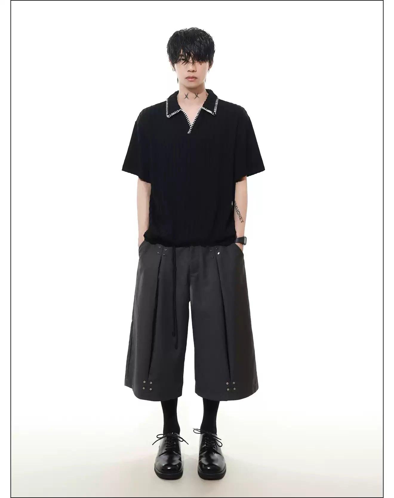 Contrast Stitched Collar Polo Korean Street Fashion Polo By Mr Nearly Shop Online at OH Vault