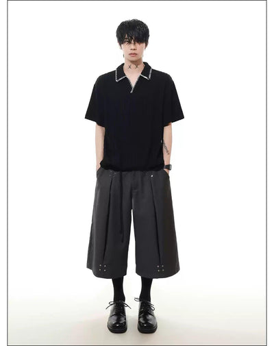 Contrast Stitched Collar Polo Korean Street Fashion Polo By Mr Nearly Shop Online at OH Vault