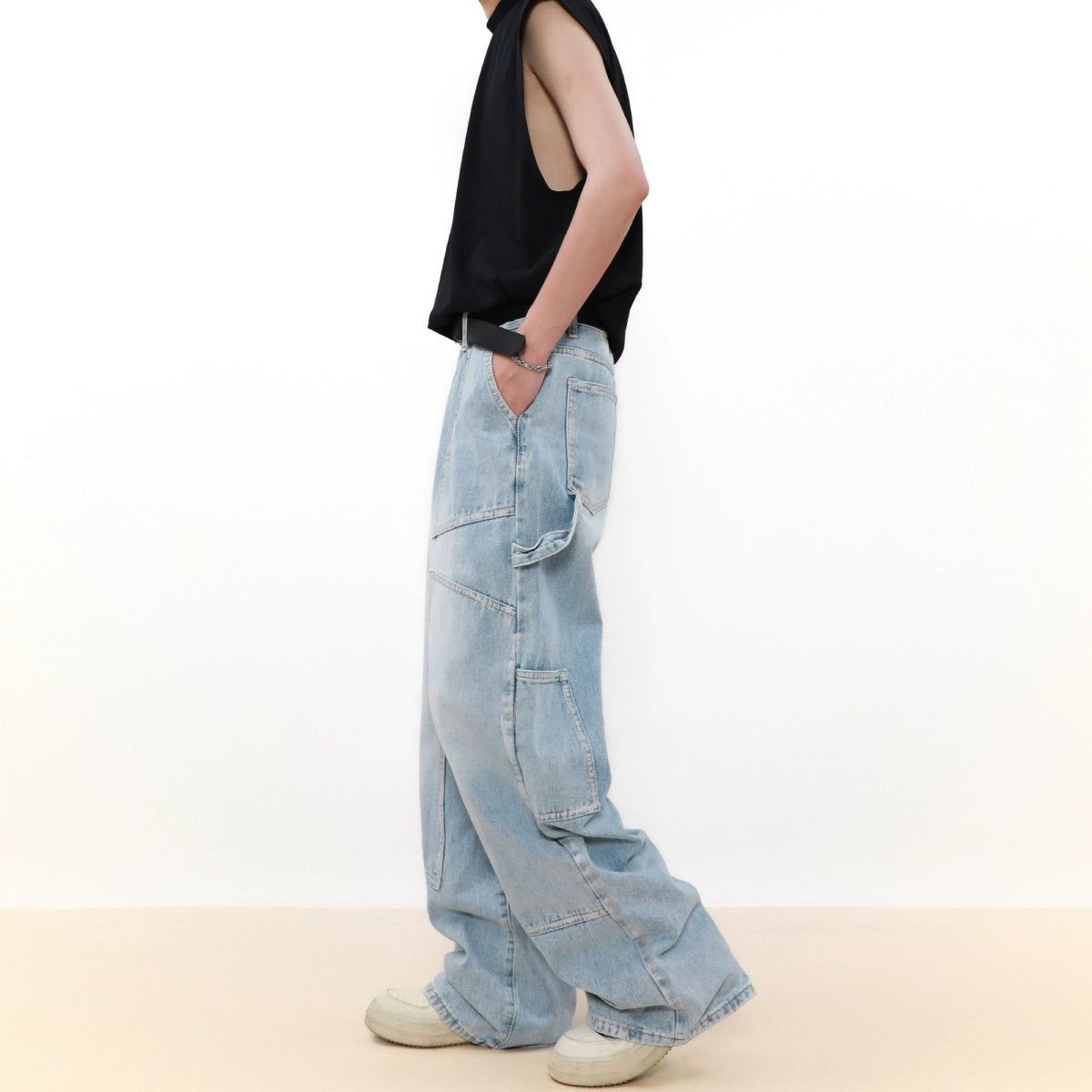 Pararellogram Seams Faded Jeans Korean Street Fashion Jeans By Mr Nearly Shop Online at OH Vault