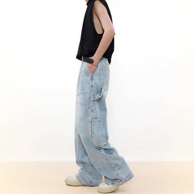 Pararellogram Seams Faded Jeans Korean Street Fashion Jeans By Mr Nearly Shop Online at OH Vault