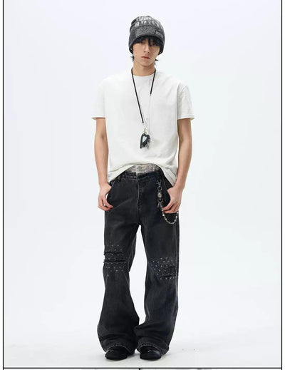 Double Waists Ripped Straight Jeans Korean Street Fashion Jeans By 77Flight Shop Online at OH Vault