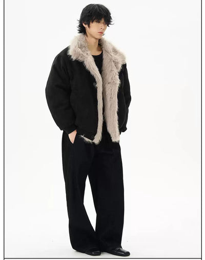 Fur Trimmed Micro Suede Jacket Korean Street Fashion Jacket By 77Flight Shop Online at OH Vault