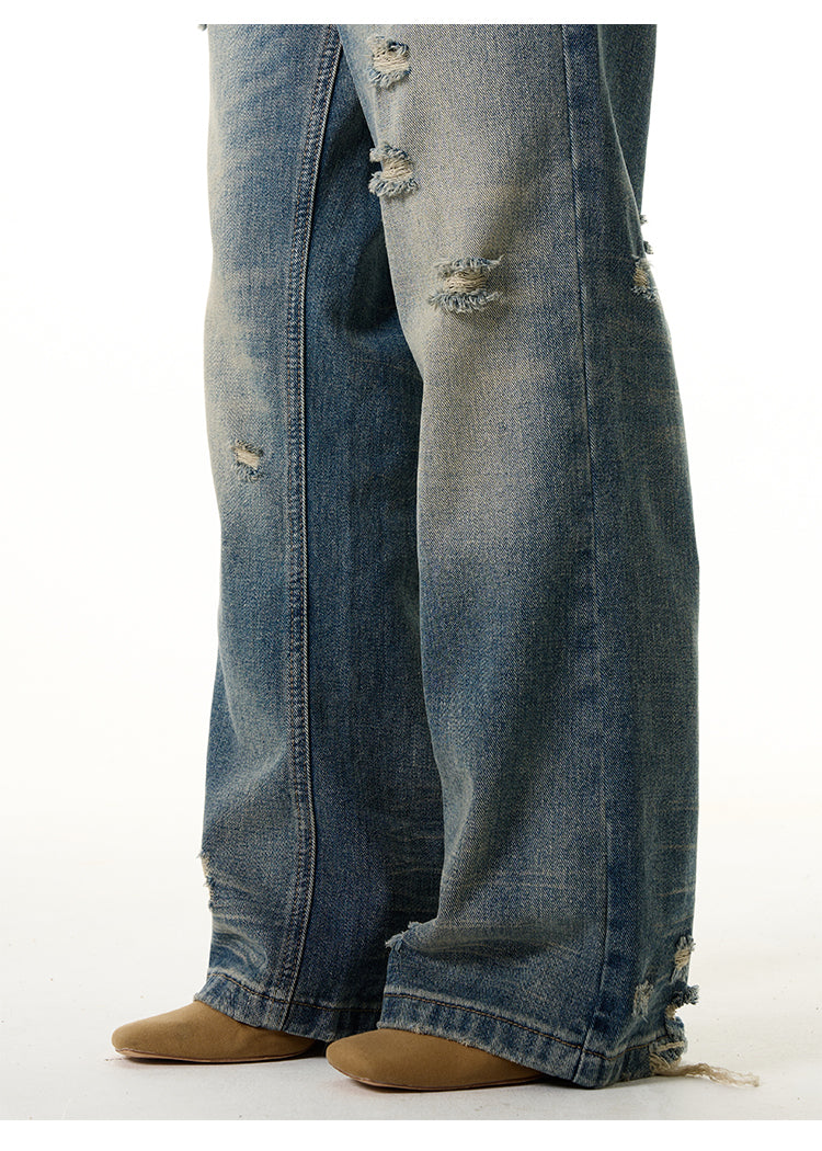 Washed Wide Ripped Jeans Korean Street Fashion Jeans By 77Flight Shop Online at OH Vault