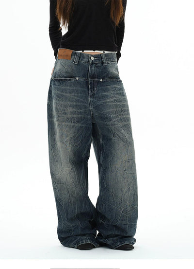 Pocket Detail Lightning Pattern Jeans Korean Street Fashion Jeans By 77Flight Shop Online at OH Vault