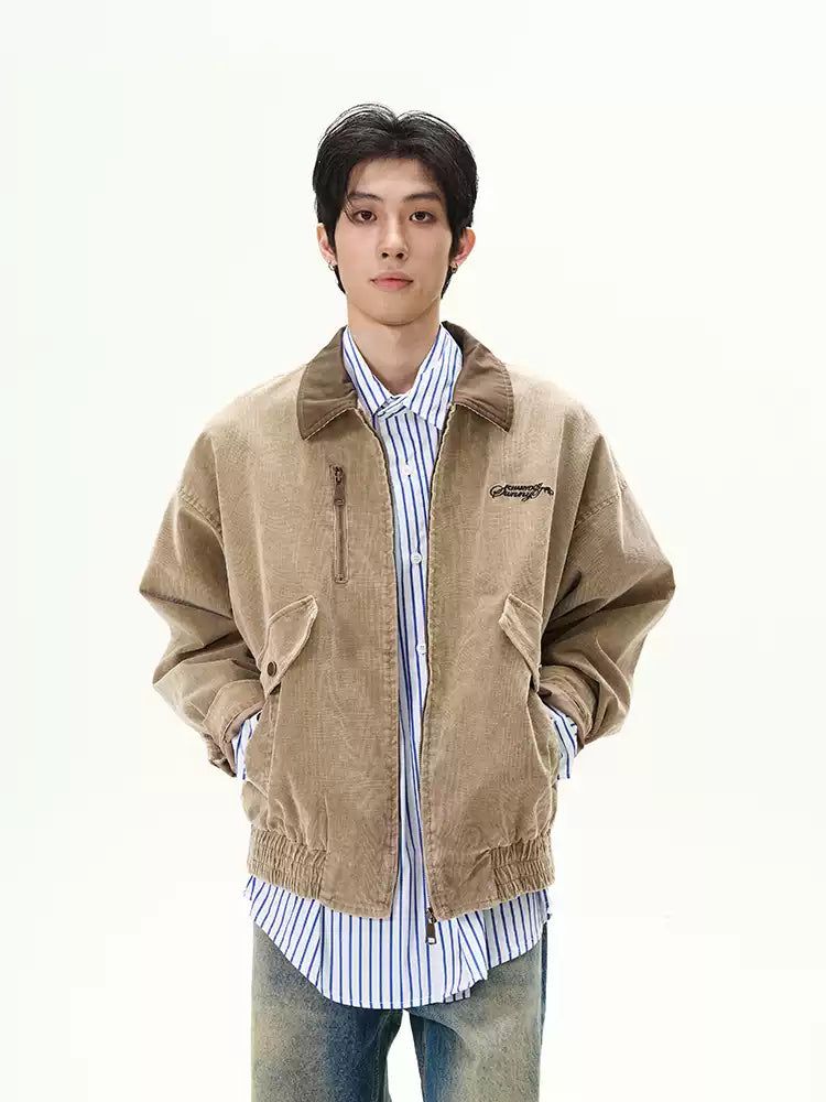 Zipped Loose Corduroy Jacket Korean Street Fashion Jacket By 77Flight Shop Online at OH Vault