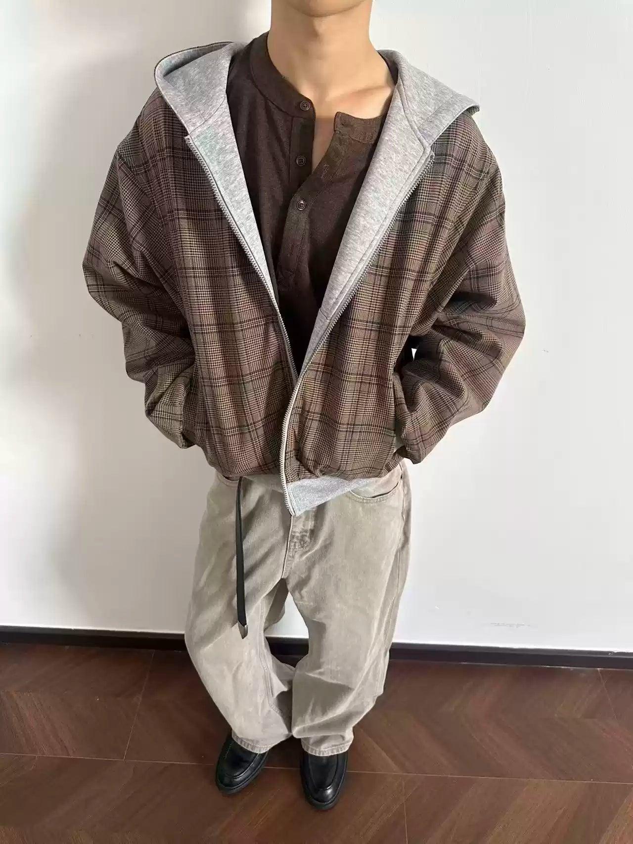 Reversible Plaid Zip-Up Hoodie Korean Street Fashion Hoodie By Made Extreme Shop Online at OH Vault