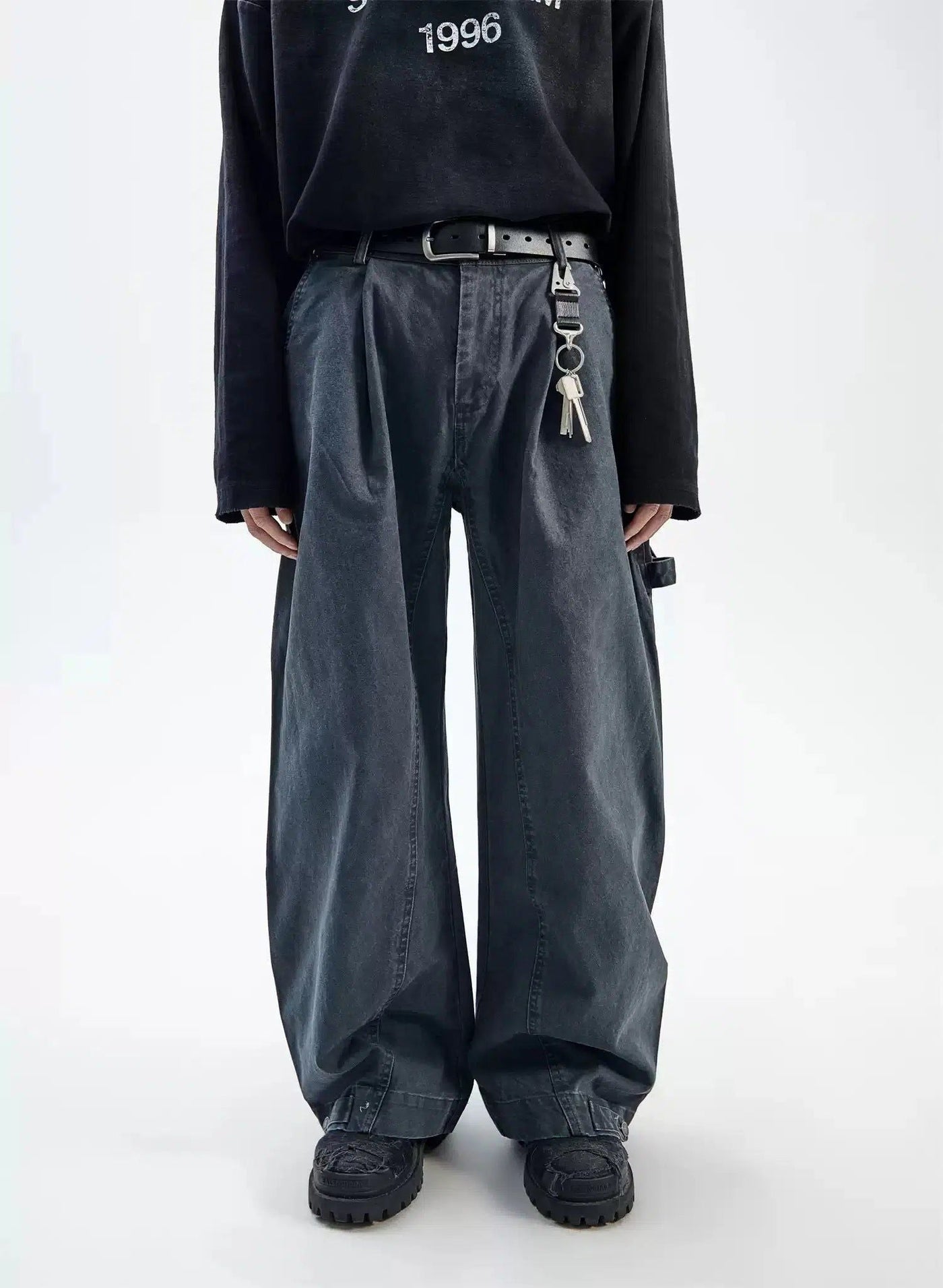 Washed Adjustable Strap Pants Korean Street Fashion Pants By Ash Dark Shop Online at OH Vault