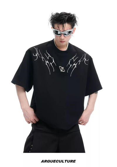 Skeleton Lines Print T-Shirt Korean Street Fashion T-Shirt By Argue Culture Shop Online at OH Vault