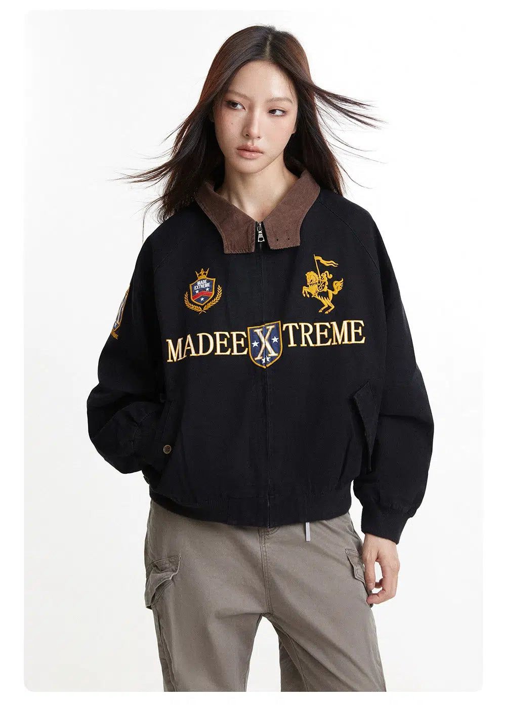 Logo & Badge Detroit Jacket Korean Street Fashion Jacket By Made Extreme Shop Online at OH Vault