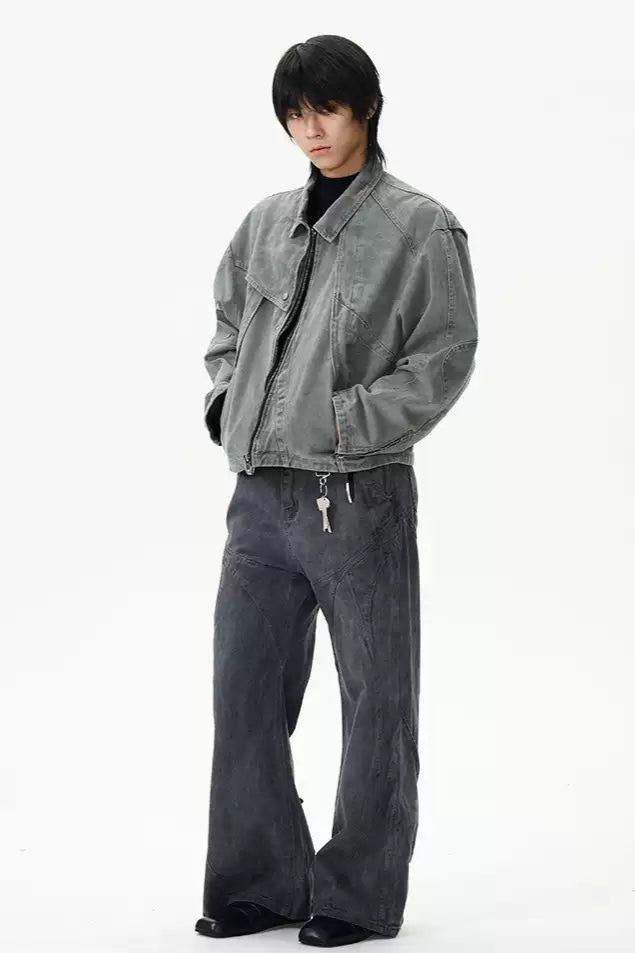 Deconstructed Washed Denim Jacket Korean Street Fashion Jacket By 77Flight Shop Online at OH Vault