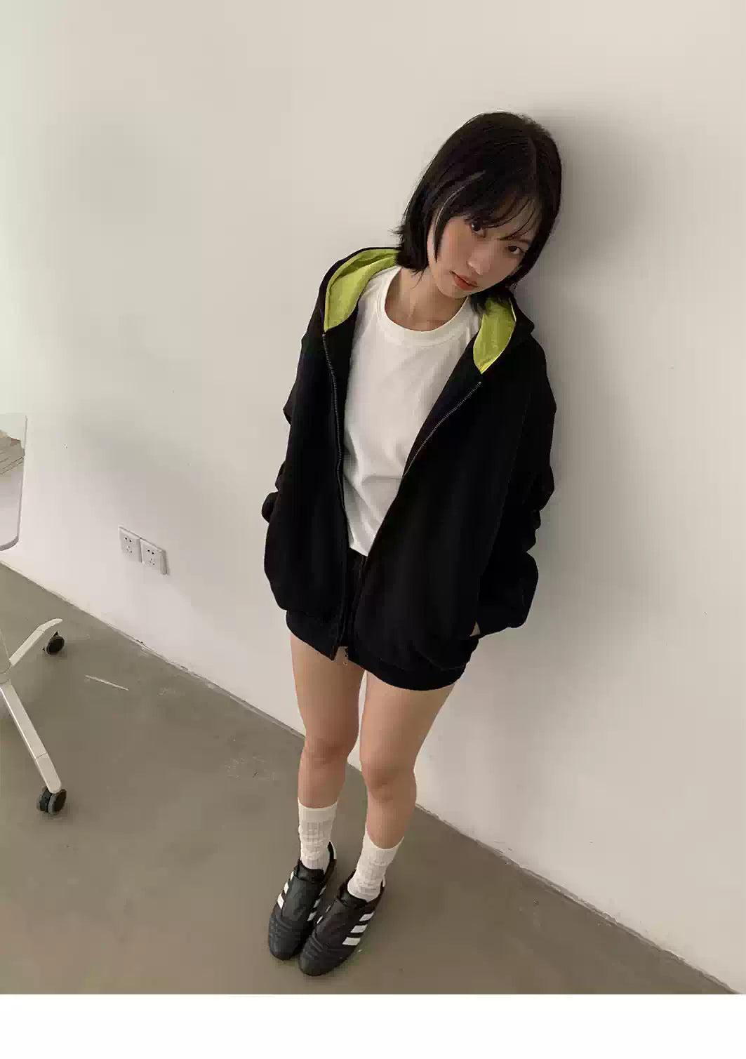 Color Lining Zip-Up Hoodie Korean Street Fashion Jacket By In Knots Shop Online at OH Vault