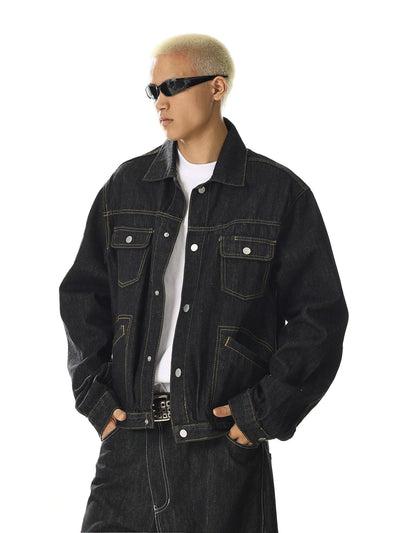 Top-Stitching Denim Jacket Korean Street Fashion Jacket By MEBXX Shop Online at OH Vault