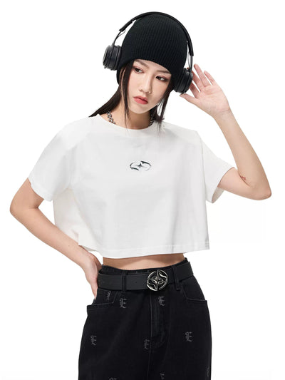 Metallic Cropped T-Shirt Korean Street Fashion T-Shirt By ETERNITY ITA Shop Online at OH Vault