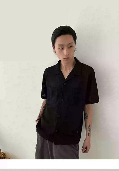 Hollow Textured Knit Short Sleeve Shirt Korean Street Fashion Shirt By In Knots Shop Online at OH Vault