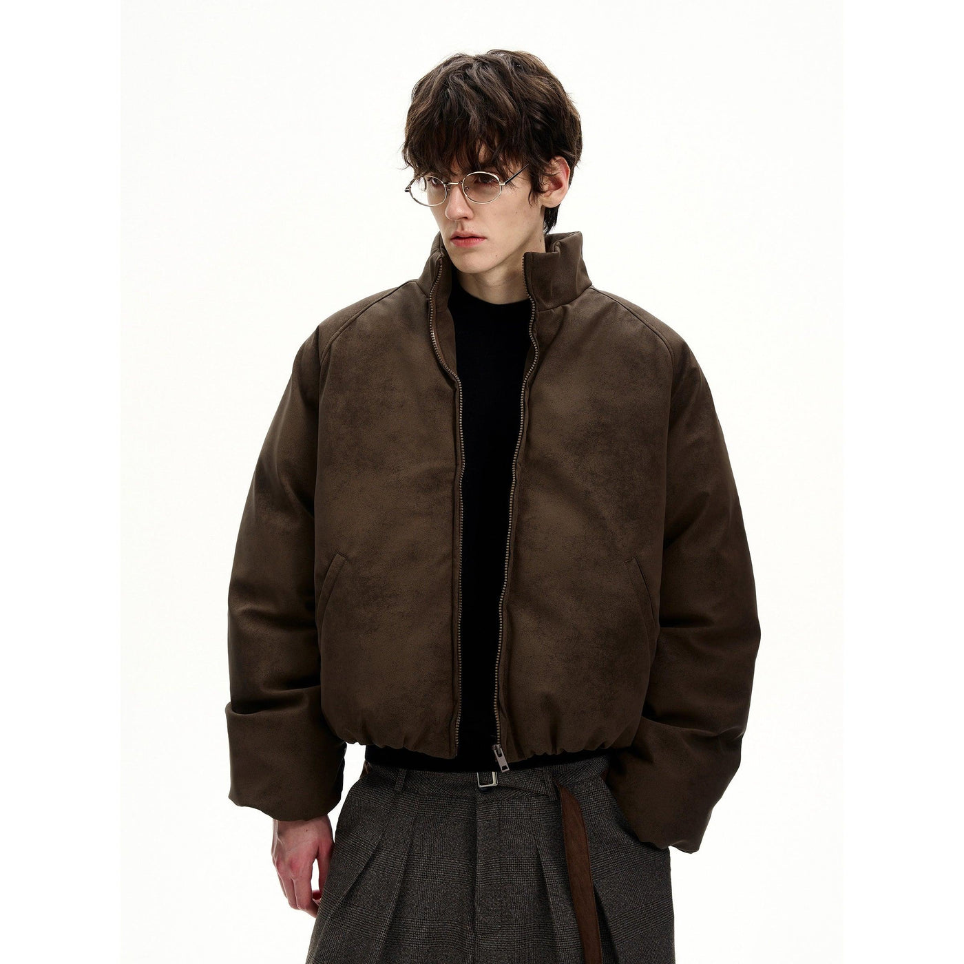 Micro Suede Padded Bomber Jacket Korean Street Fashion Jacket By MaxDstr Shop Online at OH Vault