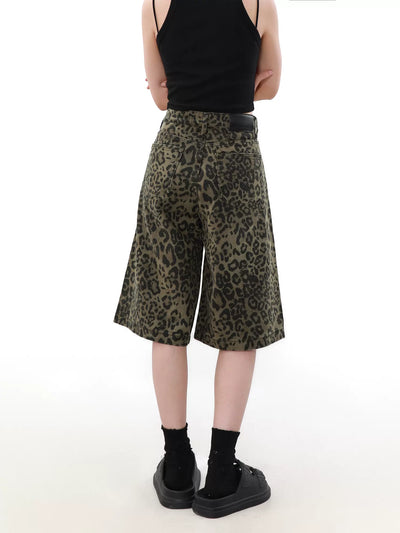 Leopard Pattern Denim Shorts Korean Street Fashion Shorts By Mr Nearly Shop Online at OH Vault