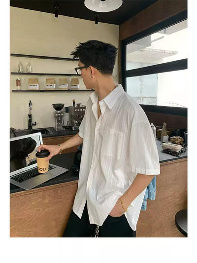 Clean Fit Front Pocket Shirt Korean Street Fashion Shirt By Poikilotherm Shop Online at OH Vault