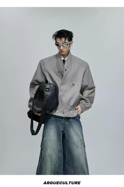 Ruched Effect Striped Jacket Korean Street Fashion Jacket By Argue Culture Shop Online at OH Vault