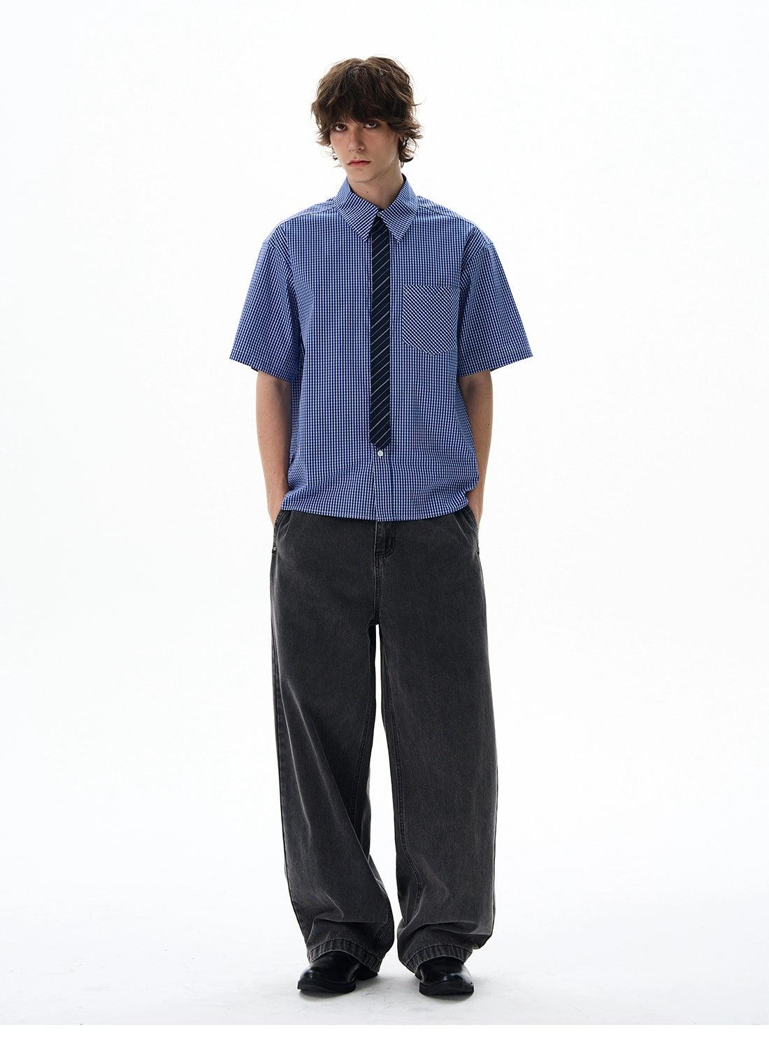 Classic Gingham Short Sleeve Shirt Korean Street Fashion Shirt By 77Flight Shop Online at OH Vault