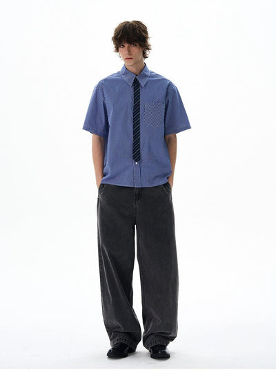 Classic Gingham Short Sleeve Shirt Korean Street Fashion Shirt By 77Flight Shop Online at OH Vault